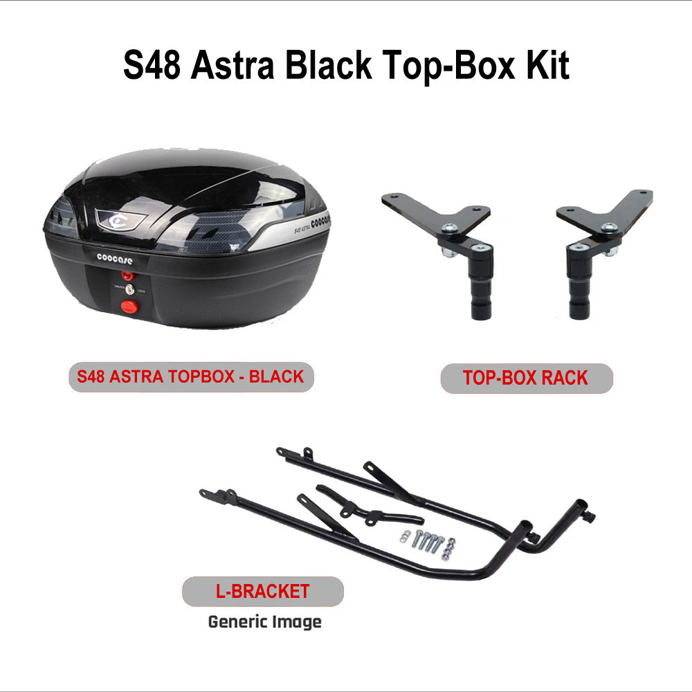 S48 Astra Black Topbox Kit R 1250 R & R 1250 RS 19-24 *WITH OEM GRAB HANDLES - B048S48BPBLK
