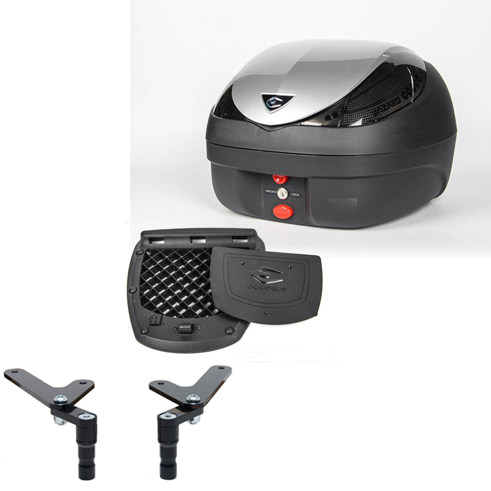 COOCASE V36 SILVER BASIC TOPBOX & UNI TBR30 **REQUIRED L BRACKETS FITTED** - UNIV36BPSIL