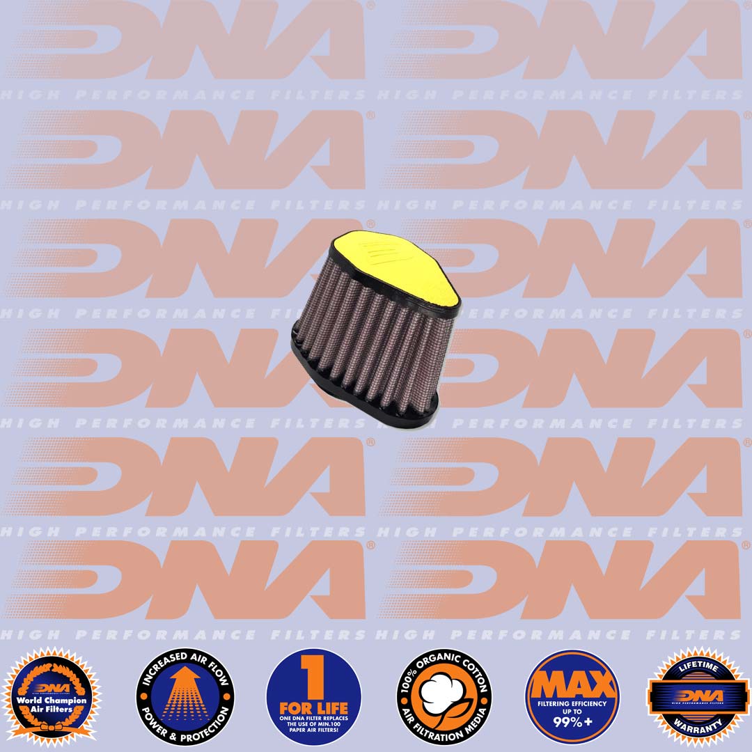DNA FILTERS YELLOW LEATHER TOP HEXA. CLAMP ON 38mm INLET 68mm LENGTH AIR FILTER - V-3800-L/Y