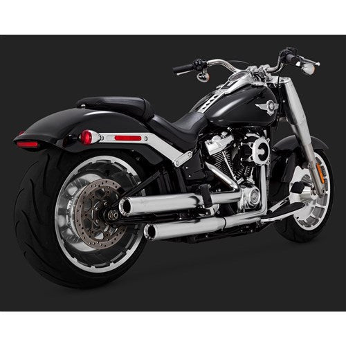 V&H Eliminator 300 Slip-ONS *Satin* Chrome Softail 18-22 (EXC FXFB/FLDE/FLHC-All) (Will Become V16322)
