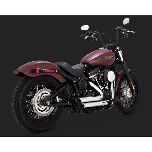 V&H Shortshots Staggered Softail 18-22 Chrome (EXC Fatboy/Breakout) (Will Become V17333)