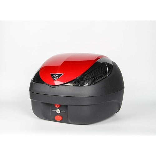 V36 WIZARD TOPBOX 36L RED LID WITH SMOKE REFLECTORS - V36BPRED