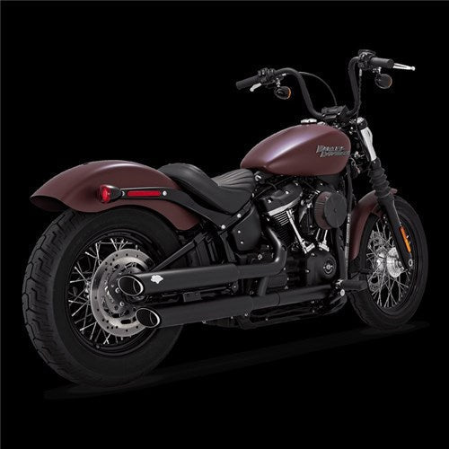USE V46875 - V & H Twin Slash 3IN Slip-ONS PCX Black Softail 18-23 (EXC FXFB/FLDE/FLHC-All)