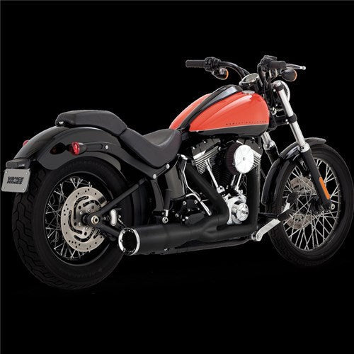 V&H HI-OUTPUT 2-1 SHORT BLACK SOFTAIL 86-17 (EXCL ROCKER/CVO 09 & FXSB/FXSE)