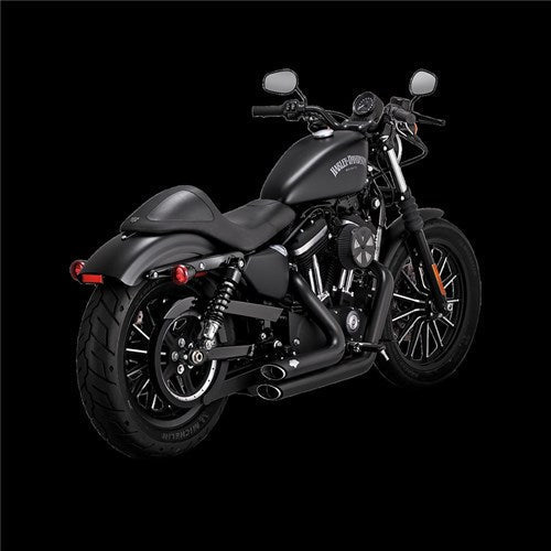 V&H Shortshots Staggered PCX Black Sportster 14-21 (EXCL 2017 XL1200CX) (WAS V47229)