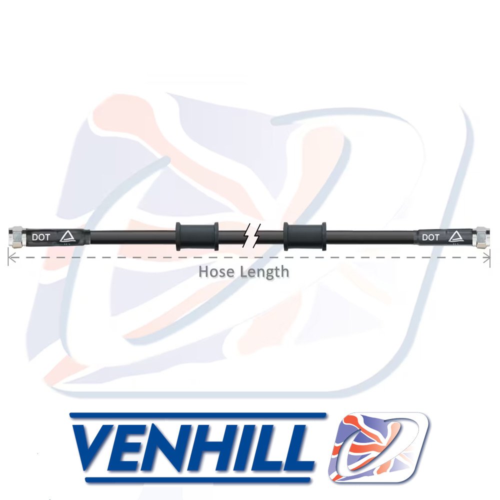 825mm - VENHILL POWERHOSE PLUS LINE - BLACK LINE, CHROME END FITTINGS - 3H0825BLK