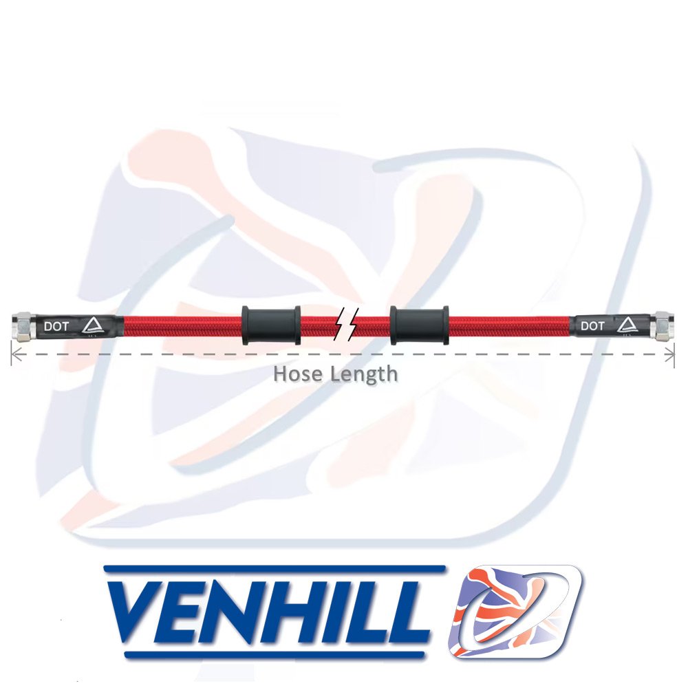 1450mm - VENHILL POWERHOSE PLUS LINE - TRANSLUCENT RED, CHROME FITTINGS - 3H1450TR