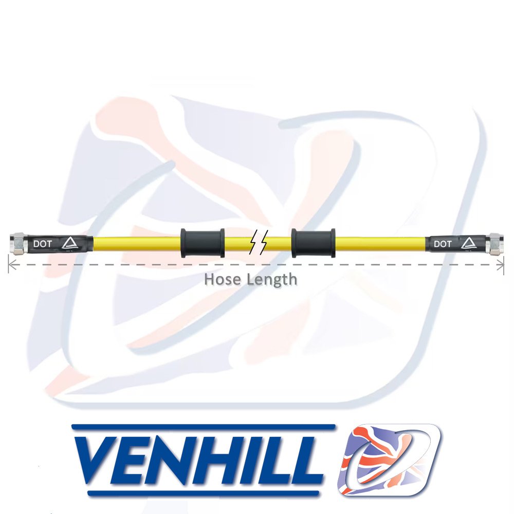300mm - VENHILL POWERHOSE PLUS LINE - YELLOW LINE, CHROME END FITTINGS - 3H0300Y