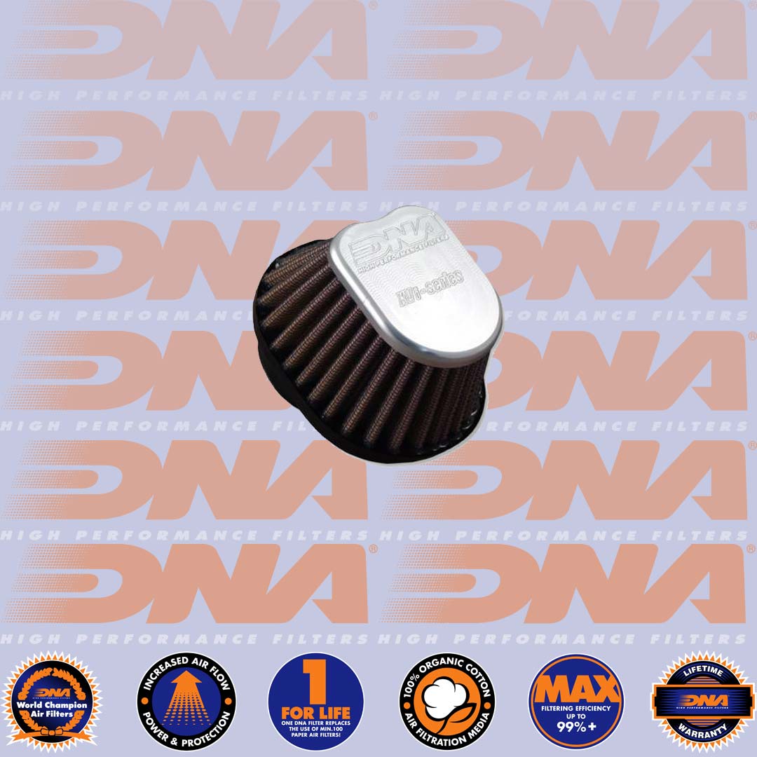 DNA FILTERS CNC TOP SPECIAL OVAL CLAMP ON 50mm INLET 58mm LENGTH AIR FILTER - XVI-5000