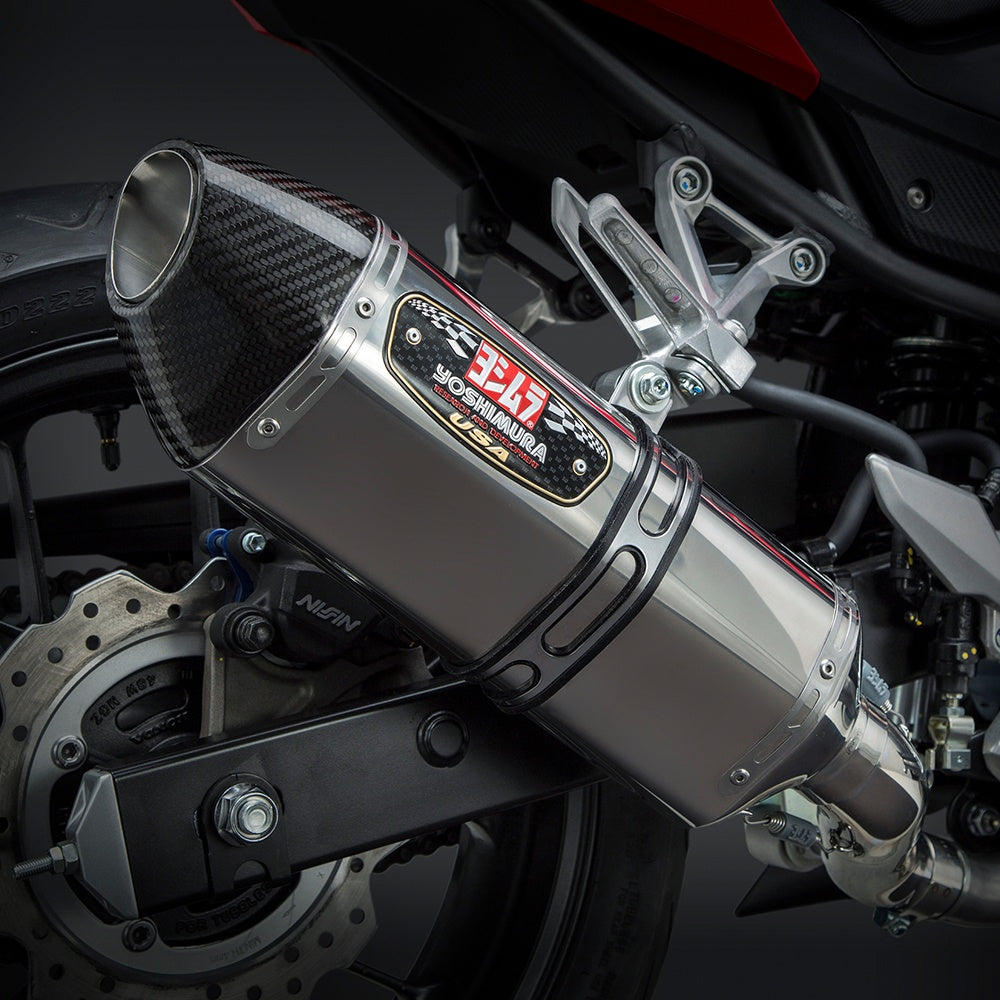 Yoshimura CBR500R 16-18/CB500F 16-18 R-77 Stainless Slip-On Exhaust, w/ Stainless Muffler