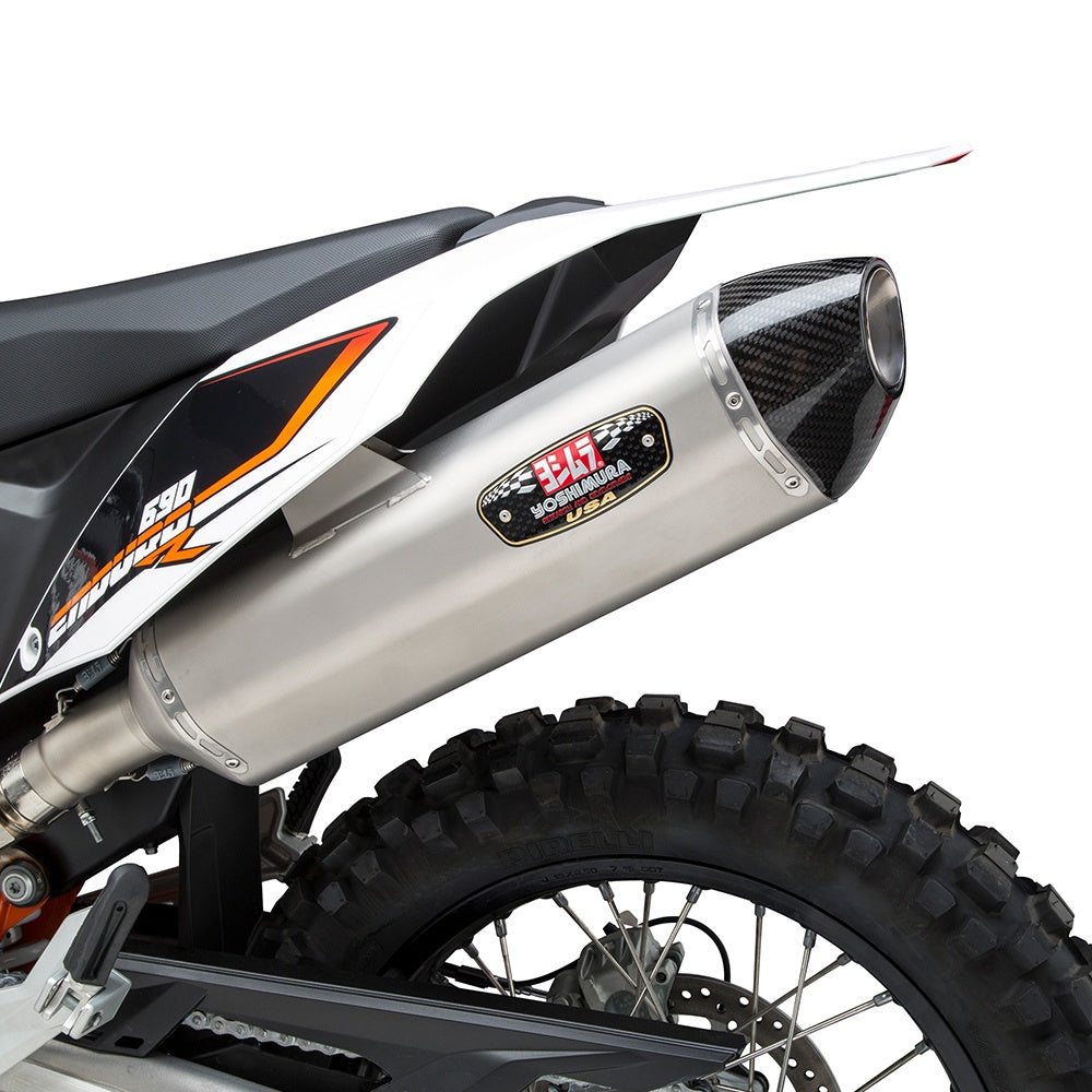Yoshimura HUSQ 701/KTM 690 R Race R-77 Stainless Slip-On Exhaust, w/ Stainless Muffler