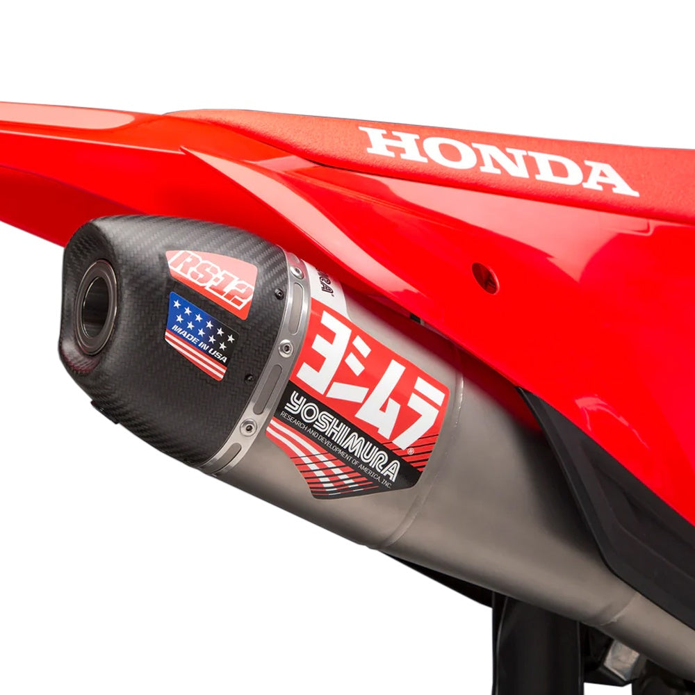 Yoshimura CRF450R/RX 2021-2024 / CRF450R-S 2023-2024 RS12 Stainless Slip-On Exhaust, w/ Stainless Muffler