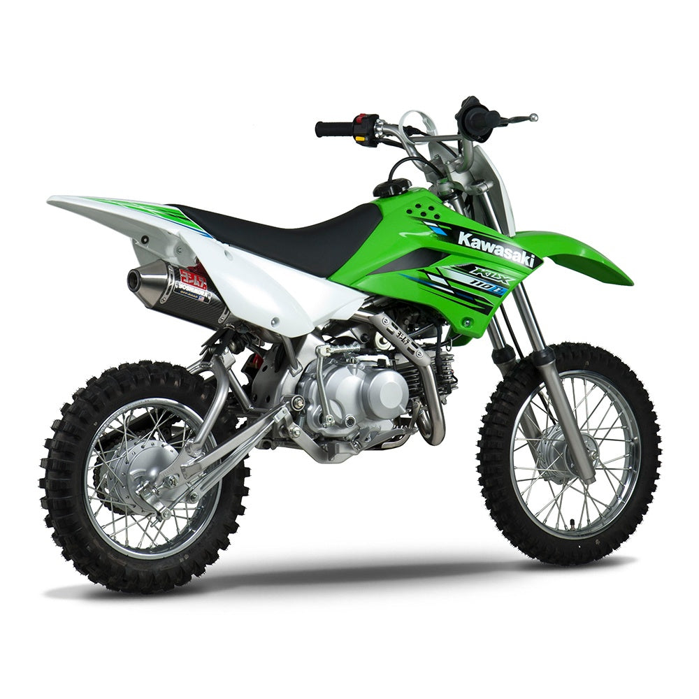 Yoshimura KLX110/L 02-24/SUZ DR-Z110 03-05 RS-2 Stainless Full Exhaust, w/ Carbon Fiber Muffler