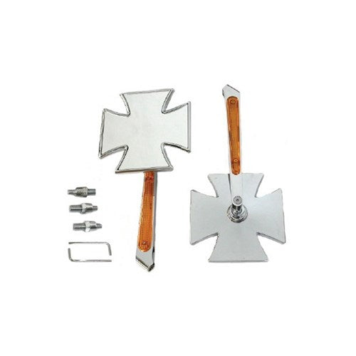 #Zodiac Maltese Cross Mirror W/LED Amber Stem Pair