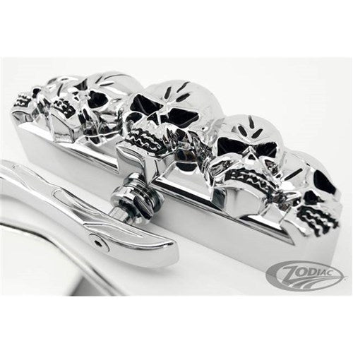 Zodiac Skull Vision Mirror Set Chrome