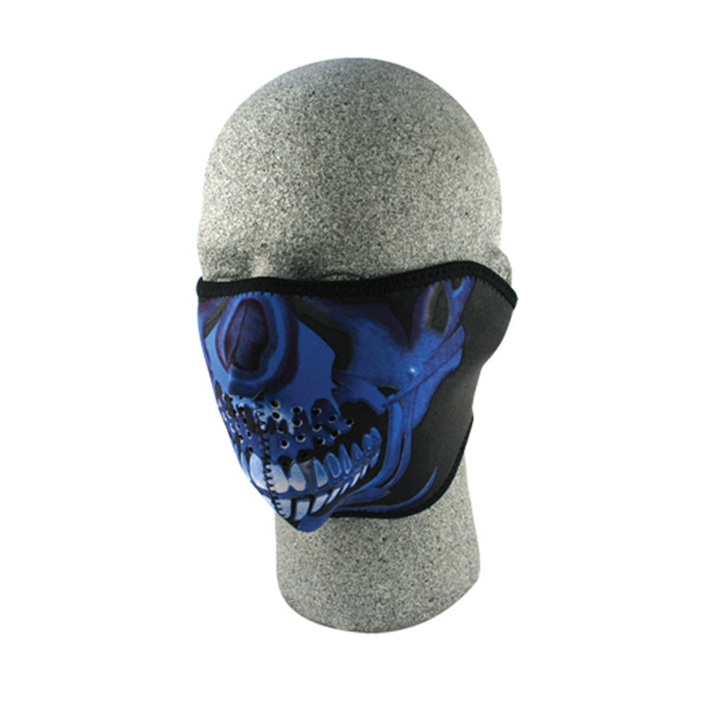 Neoprene Face Masks - Blue Chrome Skull