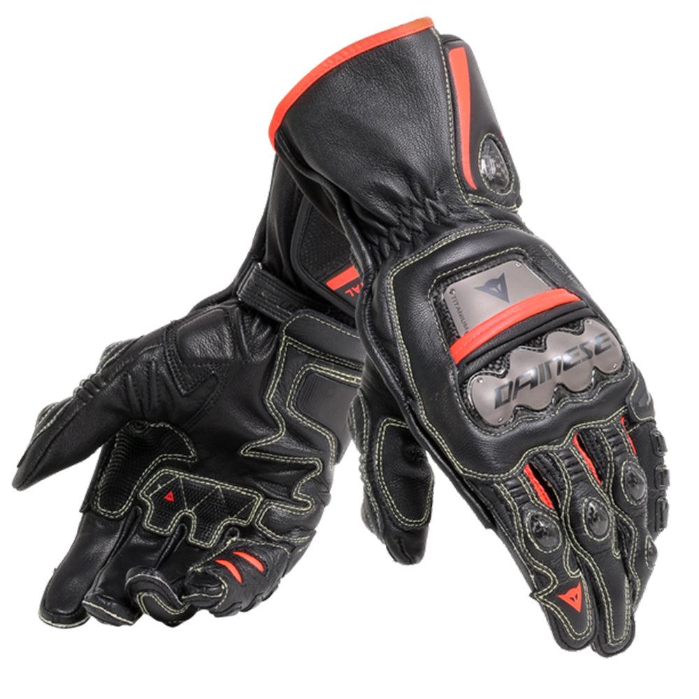 Dainese Full Metal 6 Leather Gloves - BLK/BLK/FLU-RED