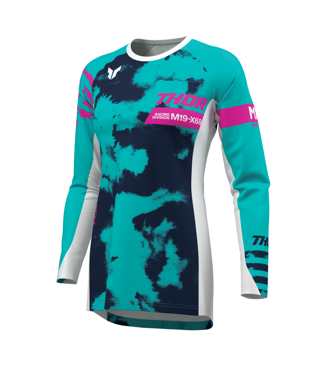Jersey Wmn Launch Bleach Wht/Aqua XL