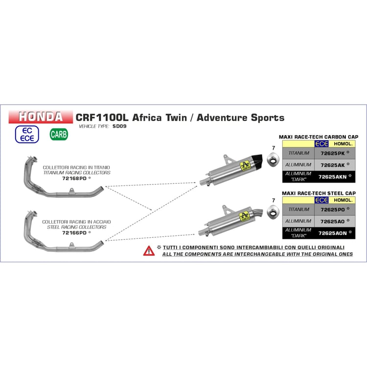 ARROW Silencer - MAXI RACE-TECH Aluminium with Carbon Fibre End Cap  - 82-726-25AK