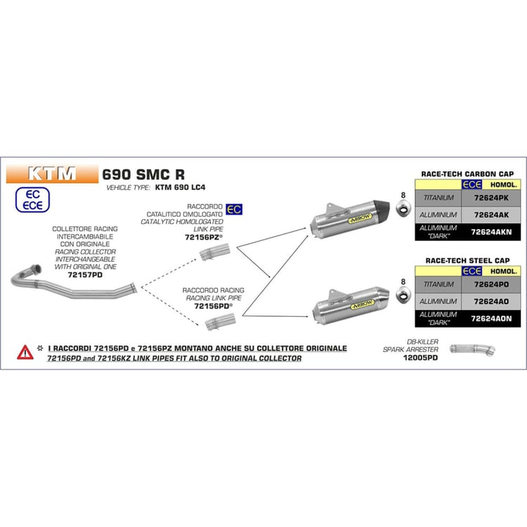 ARROW Silencer - RACE-TECH Titanium with Carbon Fibre End Cap  - 82-726-24PK