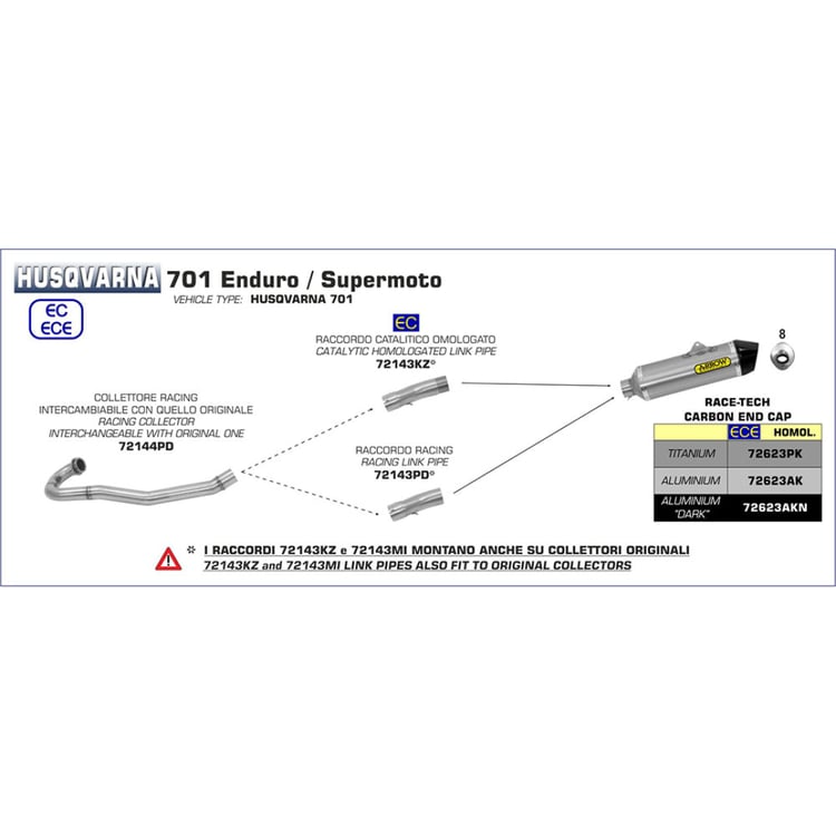 ARROW Silencer - RACE-TECH Aluminium Dark with Carbon Fibre End Cap  - 82-726-23AKN