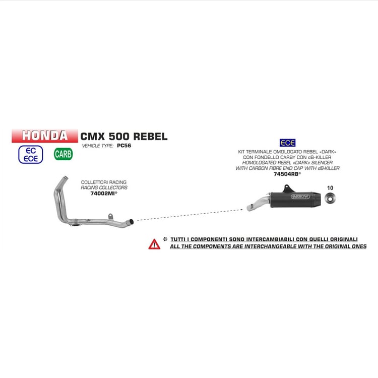 ARROW Silencer - REBEL Nichrom Dark with Carbon Fibre End Cap  - 82-745-04RB
