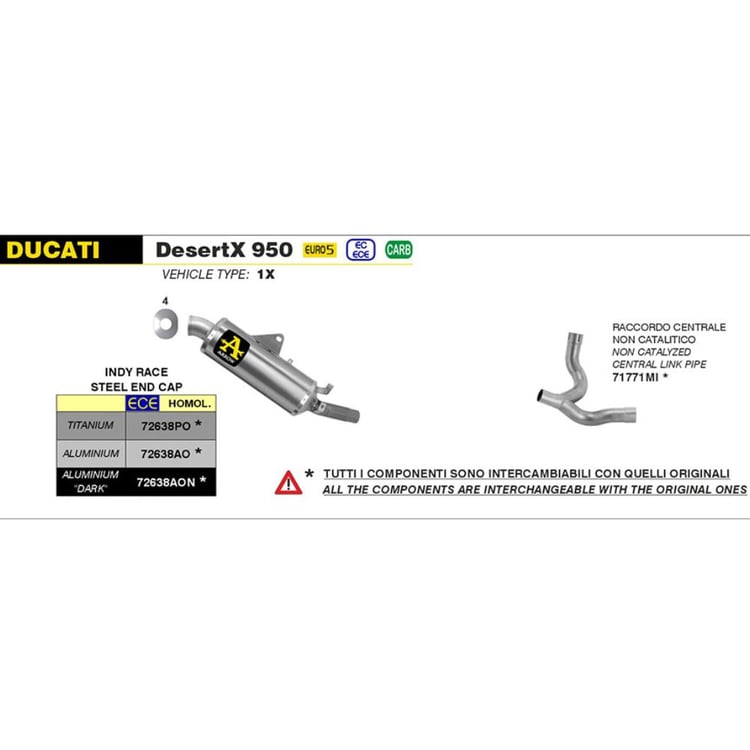 ARROW 71771MI CENTRAL L-PIPE 2:1 N-C SST - DU DESERT X 950 22>UP