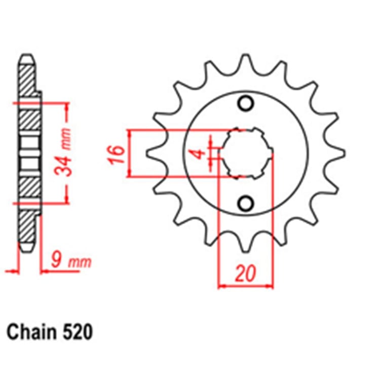 FRONT SPROCKET - STEEL  14T 520P - 31-37F-14