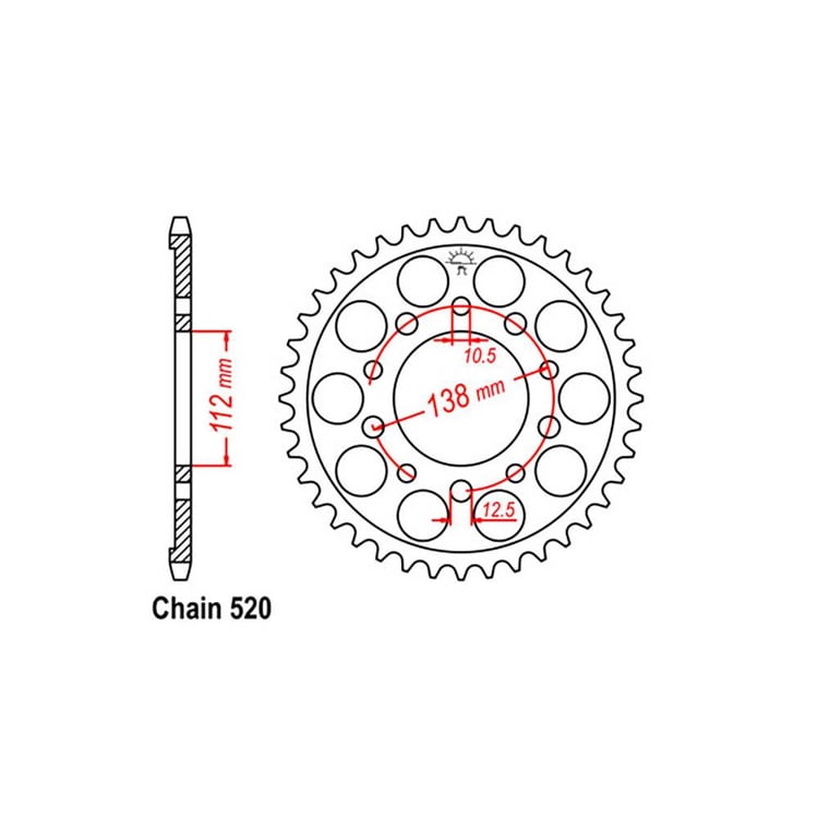 REAR SPROCKET - STEEL 39T 520P - 32-MGS-39