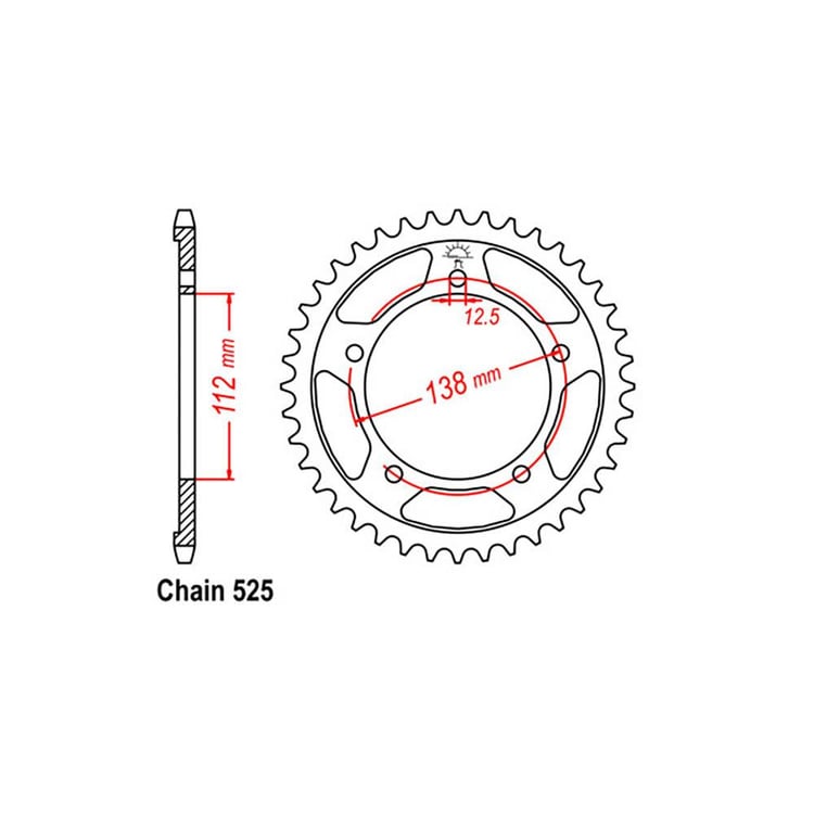 REAR SPROCKET - STEEL 38T 525P - 32-MAS-38