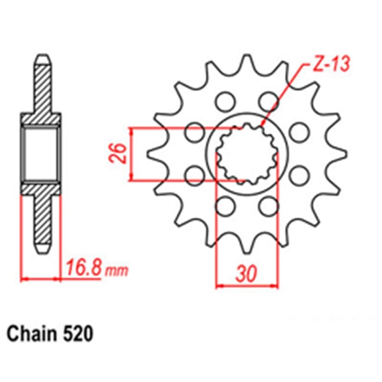 FRONT SPROCKET - STEEL  16T 520P - 31-HC1-16