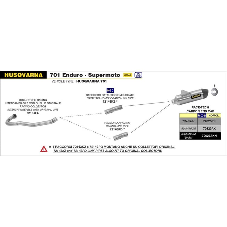 ARROW Link Pipe 72143PD - Racing Stainless