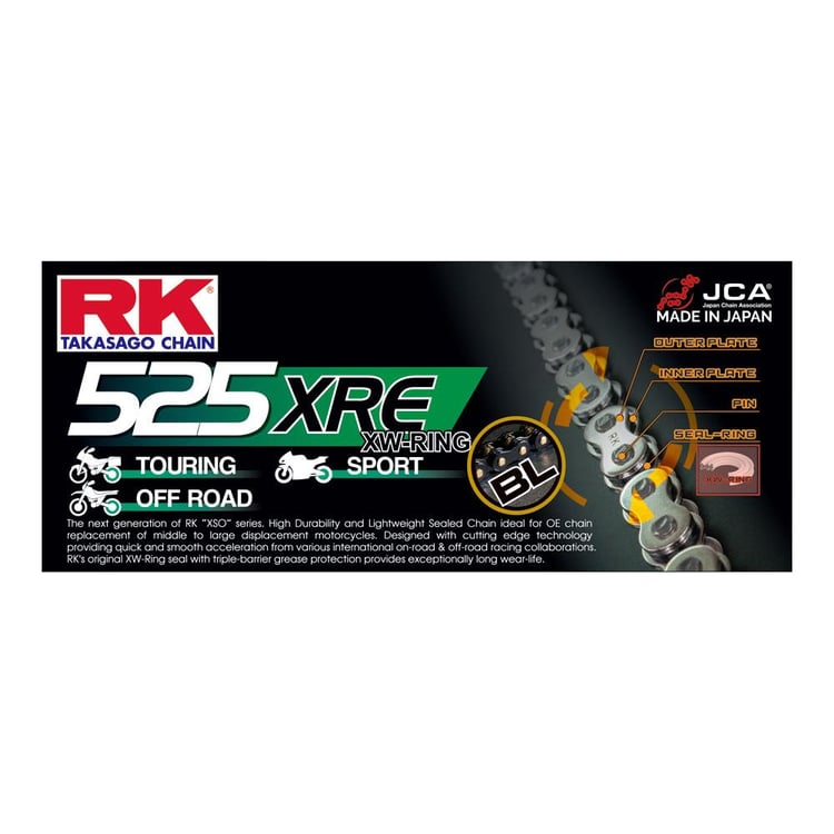 RK CHAIN BL525XRE - 120 LINK BLACK - 12-55E-120BL