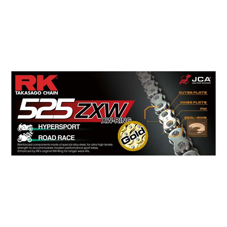 RK CHAIN 525ZXW - 130 LINK - GOLD - 12-55Z-130GD