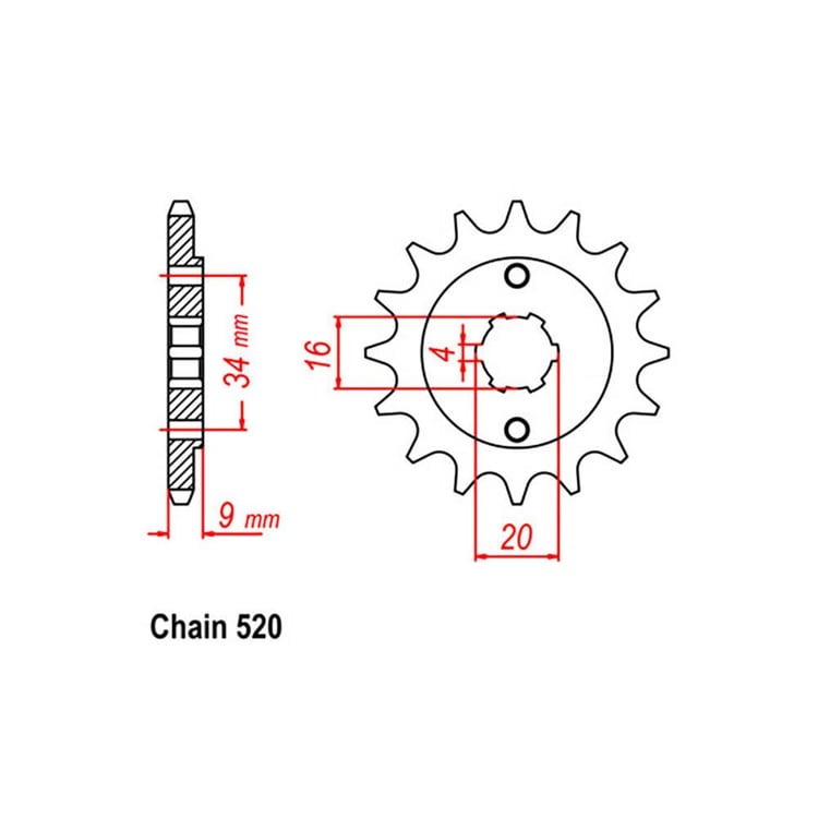FRONT SPROCKET - STEEL  15T 520P - 31-37F-15