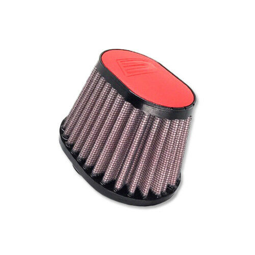 DNA FILTERS RED LEATHER OVAL CLAMP ON 44mm INLET 68mm LENGTH AIR FILTER - OV-4400-L/R