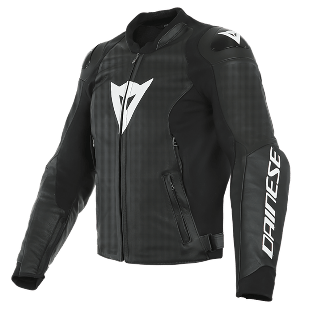 Dainese Sport Pro Perforated Leather Jacket - BLACK/WHITE