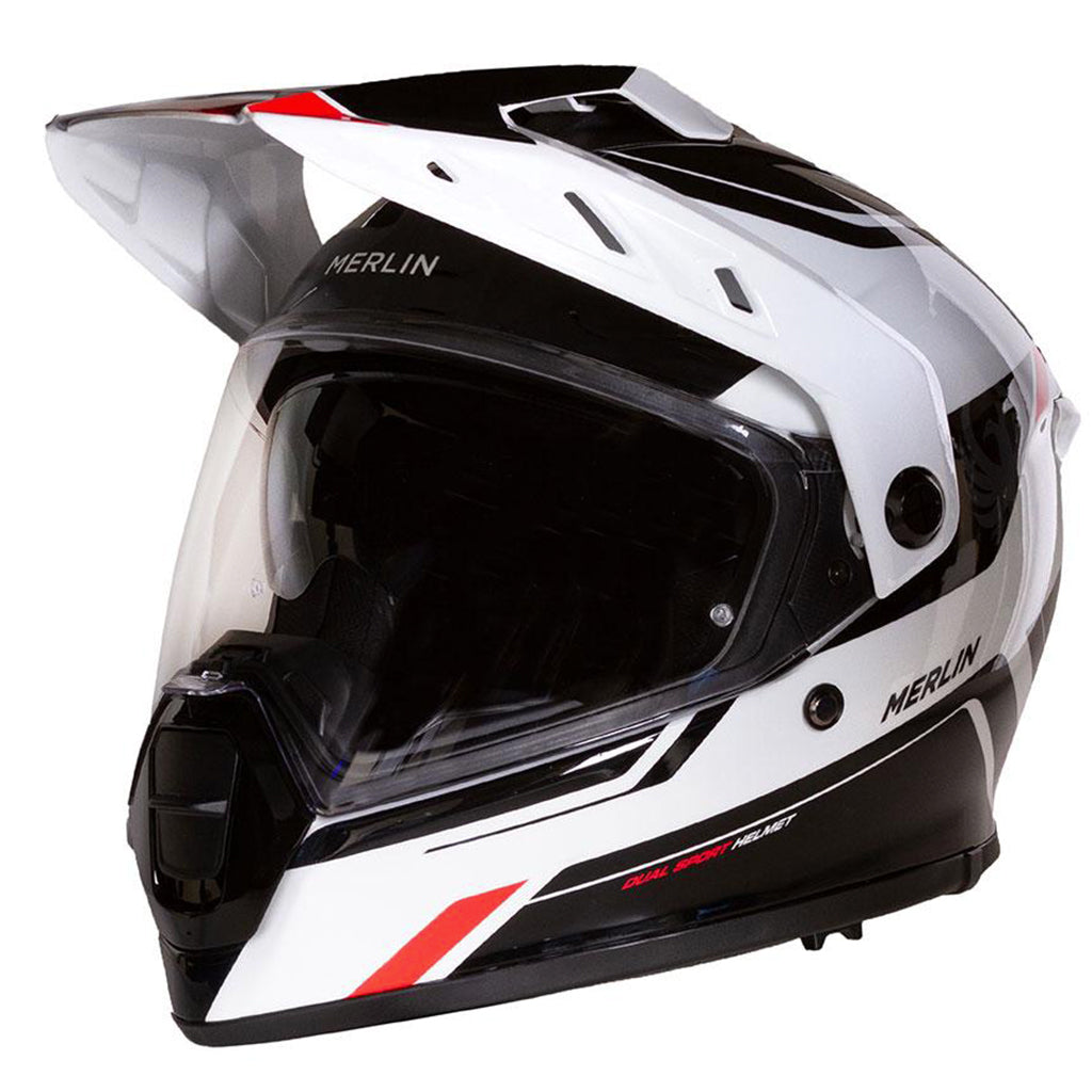 Merlin Torres Block Helmet White/Red Medium - 65-930-13